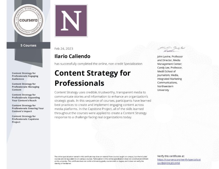 Content Strategy for Professionals- certificate